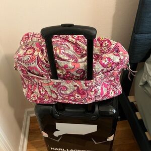 Quilted Paisley Travel Tote Bag in Pink